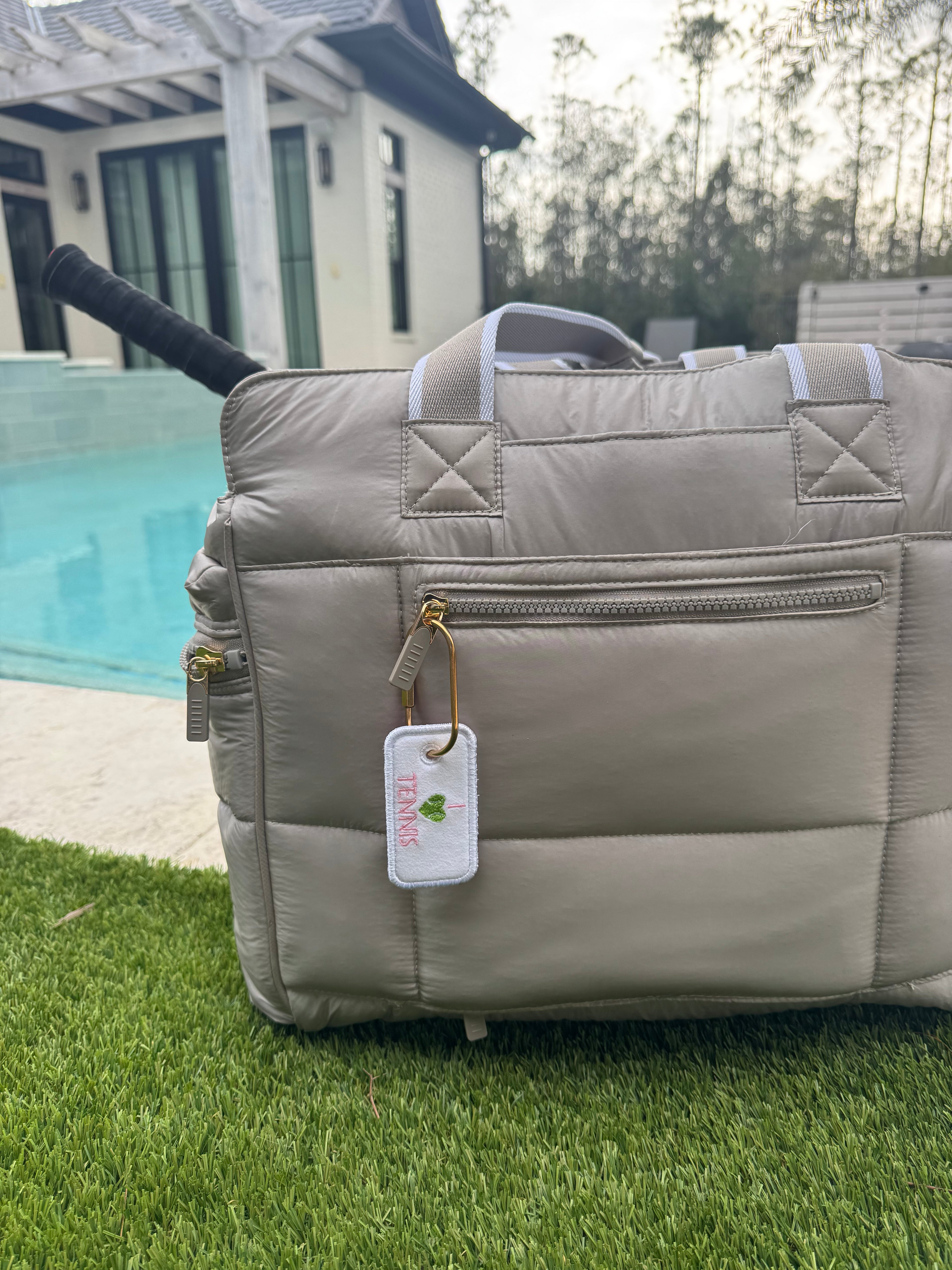 I heart tennis bag tag